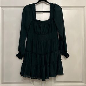 Altar'd State shimmery Dark Green Long Sleeve Dress